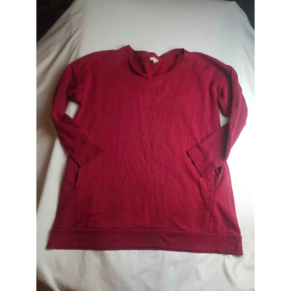 Zenana Outfitters Sweatshirt Womens 2X Maroon V-Neck Long Sleeve Knit Pullover - Picture 1 of 8